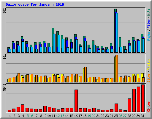 Daily usage for January 2019