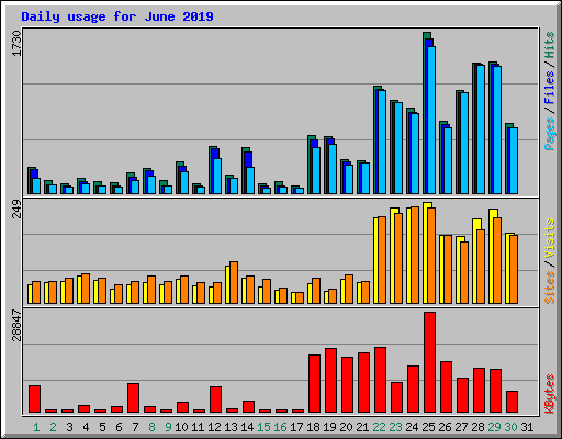 Daily usage for June 2019